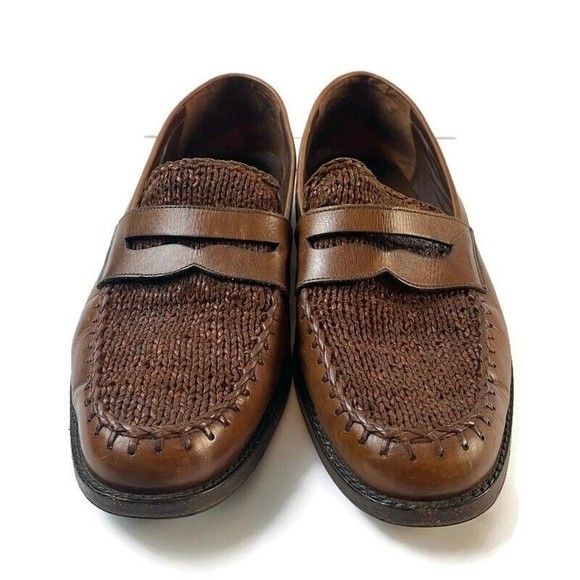 COLE HAAN RESORT Mens Brown Weave Loafer Shoes Size 9.5 Classic Preppy Slip On - Picture 1 of 12